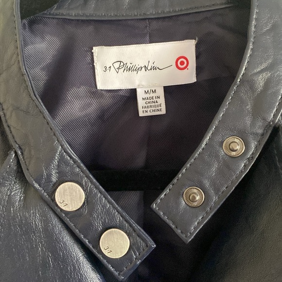 NWOT 3.1 Phillip Lim for Target blue leather motto jacket - Picture 5 of 7